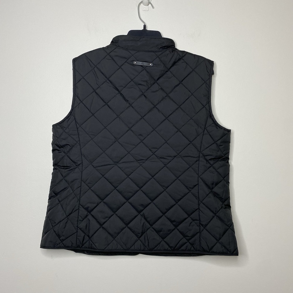Lauren Ralph Lauren Quilted Vest Women's L Black Crest Logo Snap Front Puffer - Picture 2 of 16